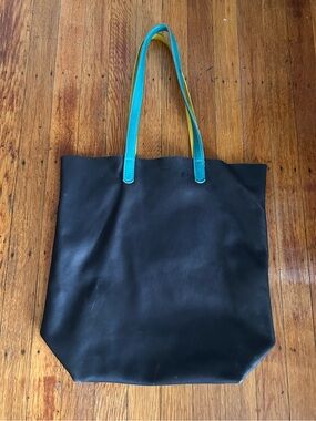 BAGGU Milled Leather Tote Double Handle Shoulder Bag Discontinued